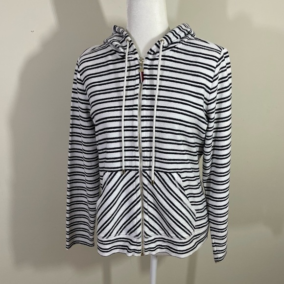 Tommy Hilfiger sz med hoodie in blue and white stripe full zip - Picture 1 of 11